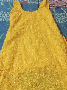 Yellow Chicken Embroidered Kurta Set