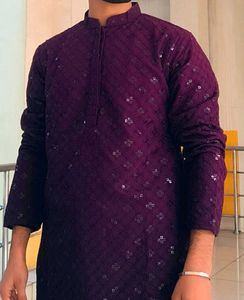 Maroon Embroidered Kurta Set