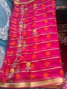 Pink Bandhani Saree