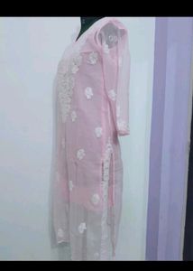 Pink Chikankari Kurti With Inner