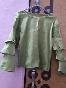 Sage Green Ruffle Sleeve Top