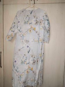 Floral Print Sky Blue Kurti