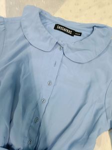 Sky Blue Fit And Flare Dress