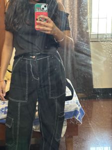 black straight leg cargos from off duty