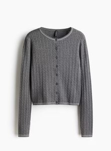 Gray cableKnit Cardigan