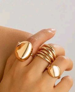 Gold Statement Rings (Set of 5)