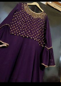 Purple Ethnic Partywear Long Gown For 42 Bust