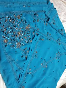 Blue Plain Designer Saree (Women)