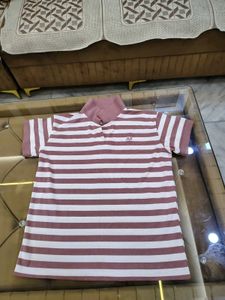 A Stripped T Shirt Of Pink And White Colour