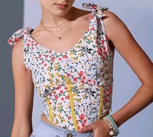 Floral Tie-Strap Corset Top