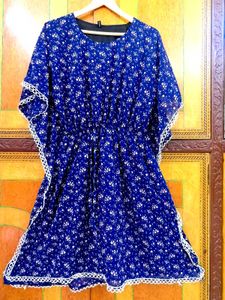 Blue Floral Print  Kaftan Dress