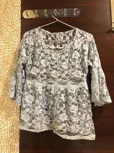 Blue Lace Detail Top