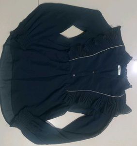 Sheer Ruffle Top Blue