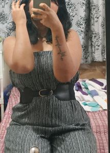 Black And White Jumpsuit With Belt