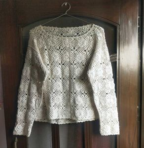 Embroidered Crochet Cotton Top