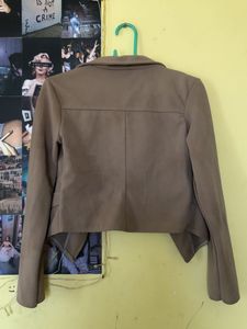 Crop Blazer In Beige Color