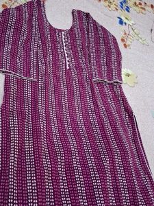 Striped Kurta With Plazoo Wit Pocket