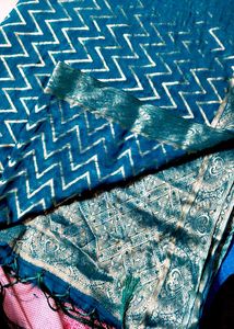 new chiffon ferozi Blue Banarasi Saree