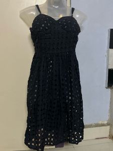 padded Black Eyelet Sundress with adjustable strip