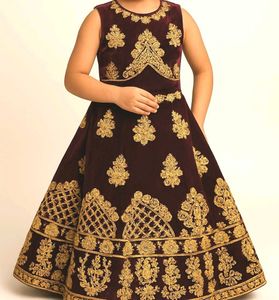 Girls Maroon Velvet Embroidered GhaghraCholi 7/8/9