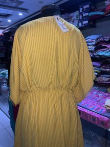 Yellow Striped Kaftan Dress