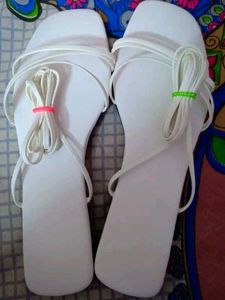 White Lace-Up Sandals