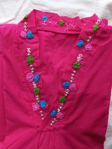Pink Embroidered Kurta