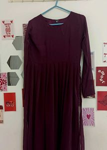 Elegant Burgundy Long Kurti | Full Sleeves