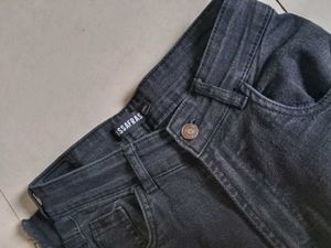 High Waisted Charcoal Ripped Jeans