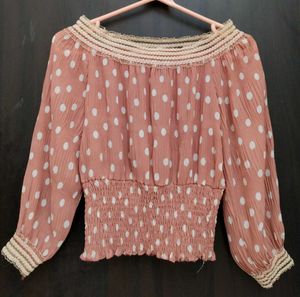 Polka Dot Off-Shoulder Blouse