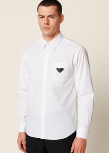 Elegant Minimalism: Prada White Triangle Logo Shir