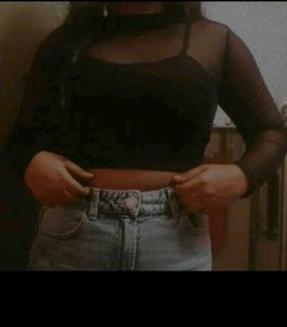 Black Mesh Long Sleeve Top medium size