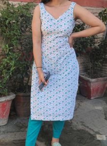 White Color Floral Print(ONLY KURTA)
