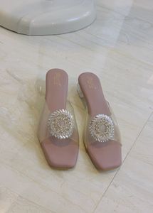 Stone Work Heel Party Wear Footwear For Low Rate