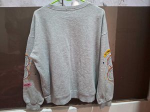 Gray Embellished Sweatshirt