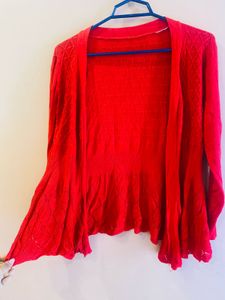 Red Knit Cardigan Shrug