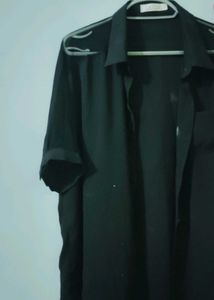 Black  Shirt With Transparent  Shoulders
