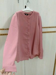 Very Pretty Pink Colour Formal Top With Mandarin[C