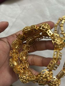 Royal Design Gold-Plated Bangles with Pearl Detail