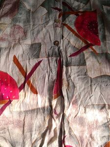 Patterned Button-Up Shirt Dress