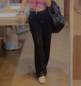 High Waist Black Jeans Ripped