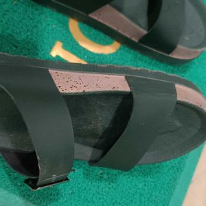 Green Buckle Platform Slides