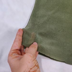 Olive Green Off Shoulder Mesh Top