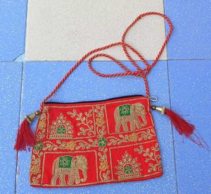 Embroidered Elephant Pouch