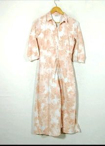 Floral Print Midi Shirt Dress