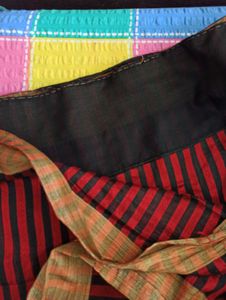 Striped Red &amp; Black Saree