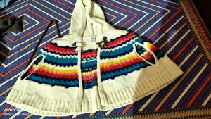 White With Colourful Poncho