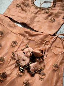 Peach Embroidered Lehenga Choli