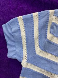 Blue Stripped Crop Top