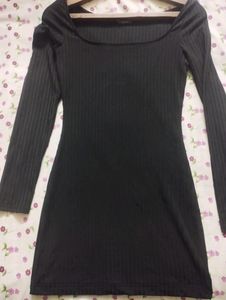 Cute Ribbed Black SHEIN Dress